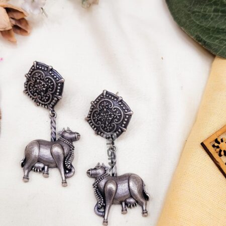 Nandi earrings silver replica pure brass material