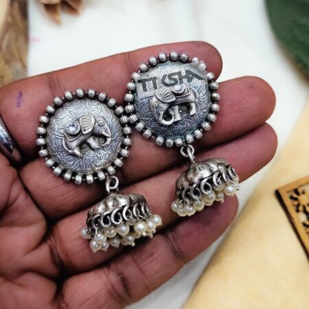 Silver replica jhumka pure brass material